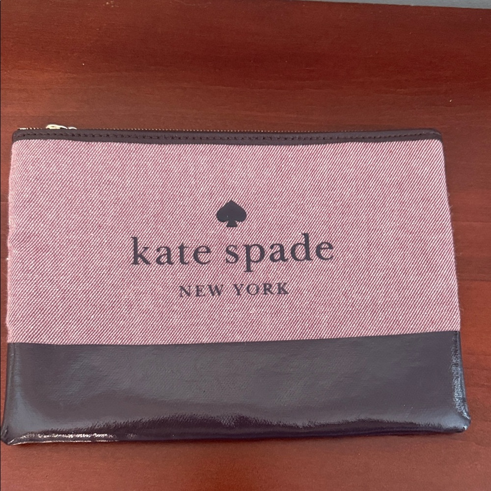 kate spade Pink and Dark Brown Two-Tone Zip Pouch